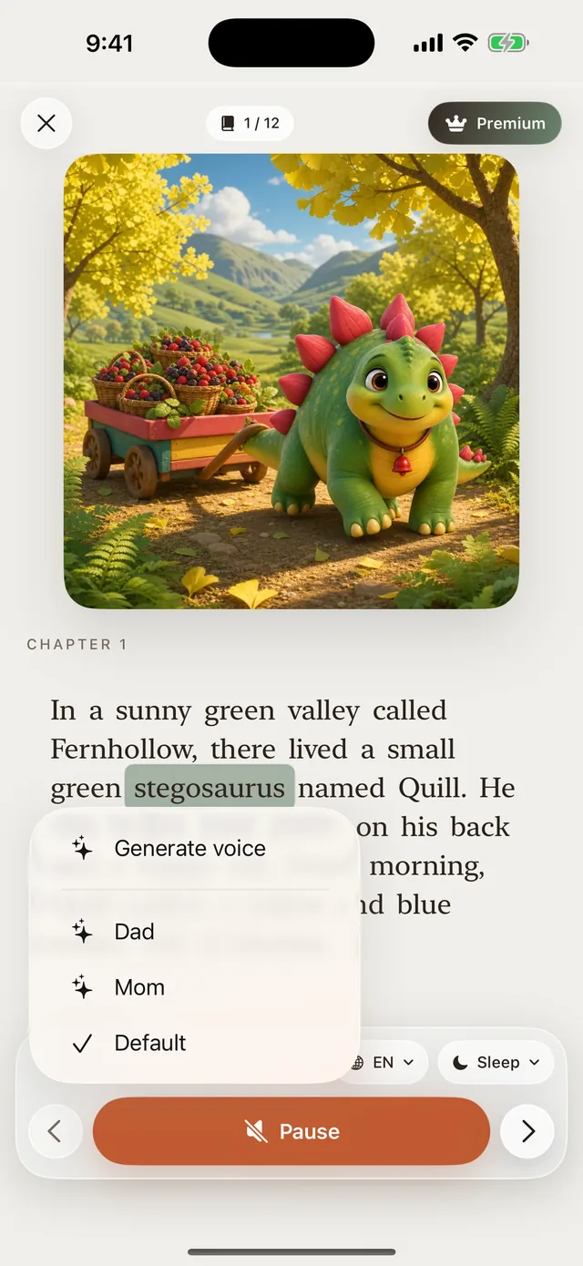 A story open in Era, ready to read aloud