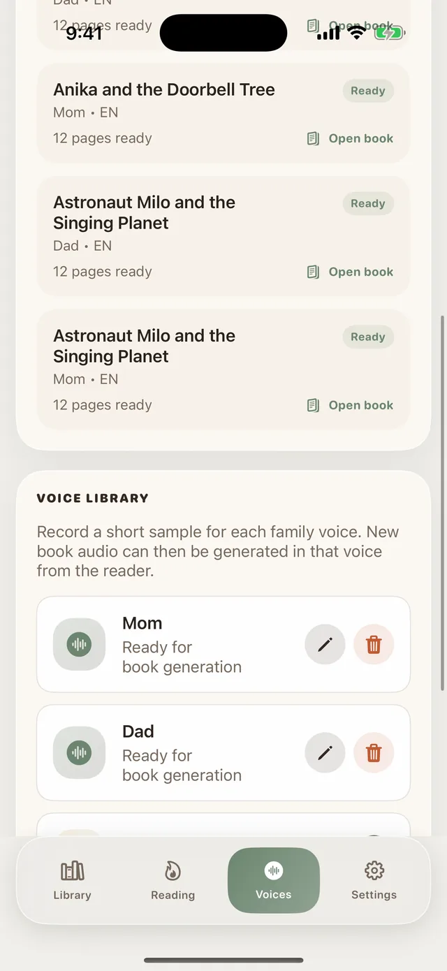 Record family narration voices